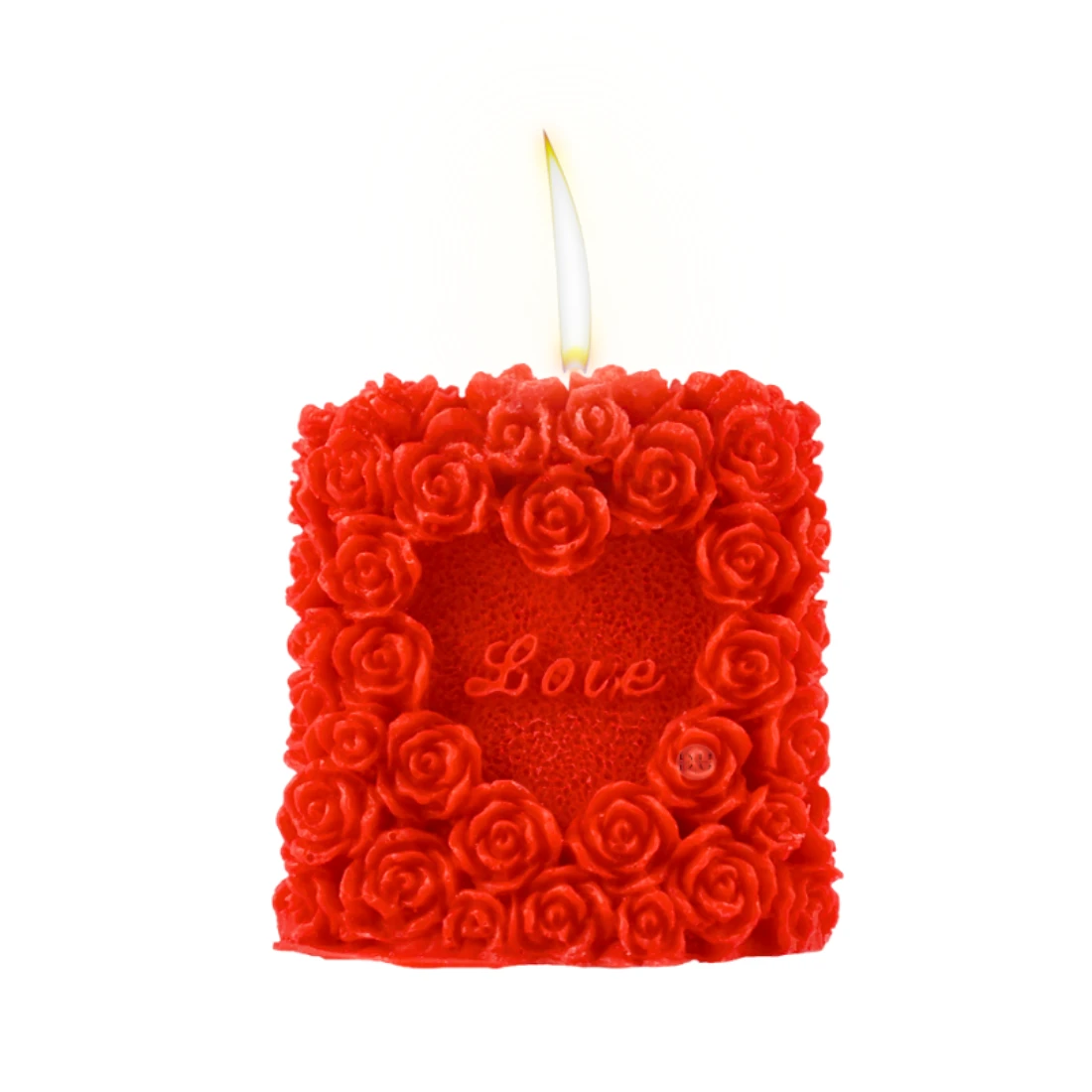 3D Red Rose Heart Silicone Wax Candle
