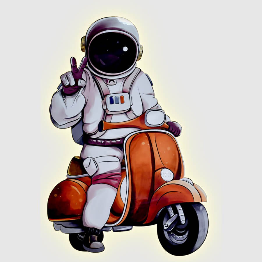 Astronaut Ride On Bike Led Light Painting