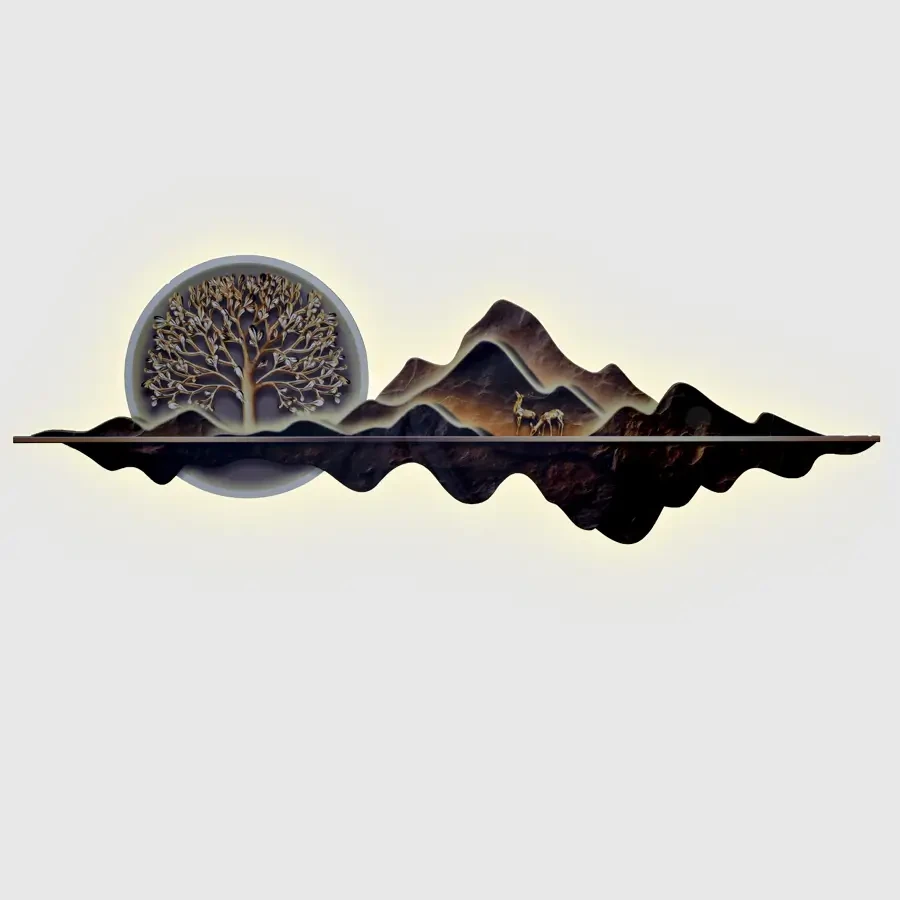 Mountains Acrylic Wall Decor With Led Light Painting