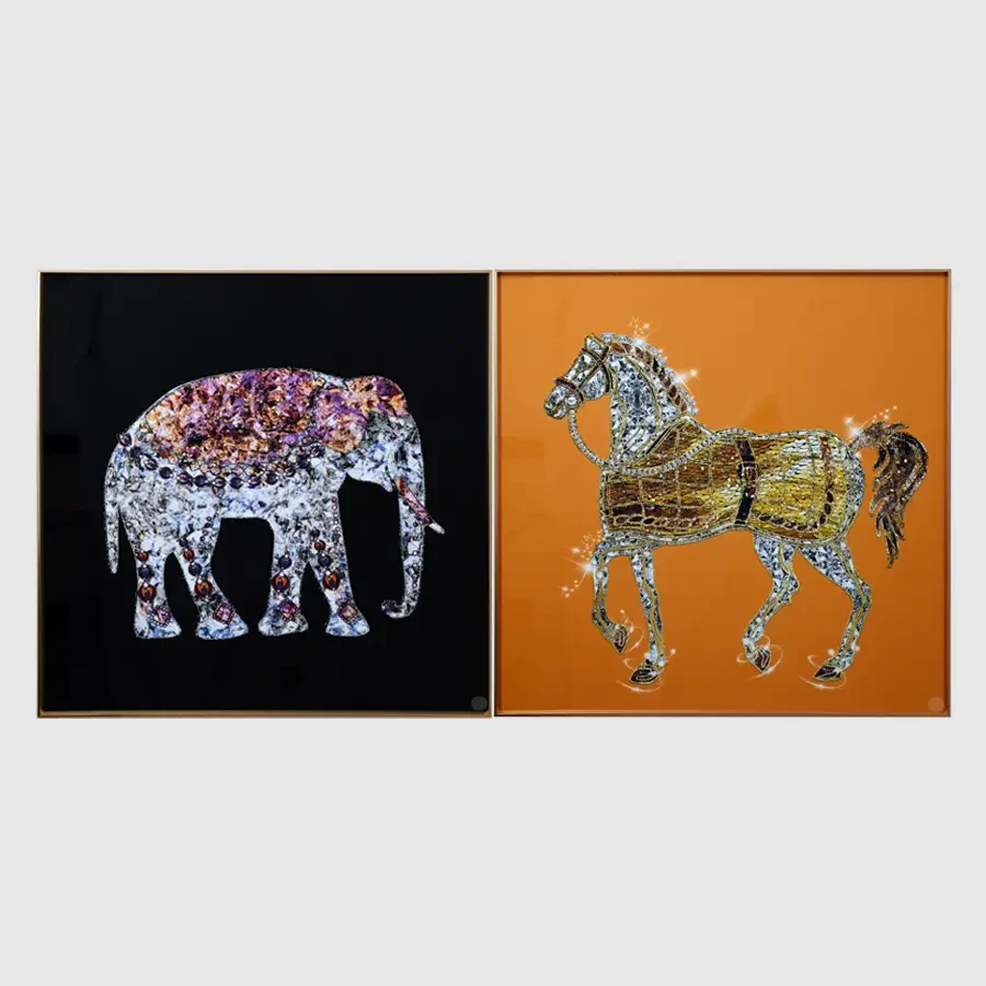 Luminesce Elephant & Horse Crystal Painting