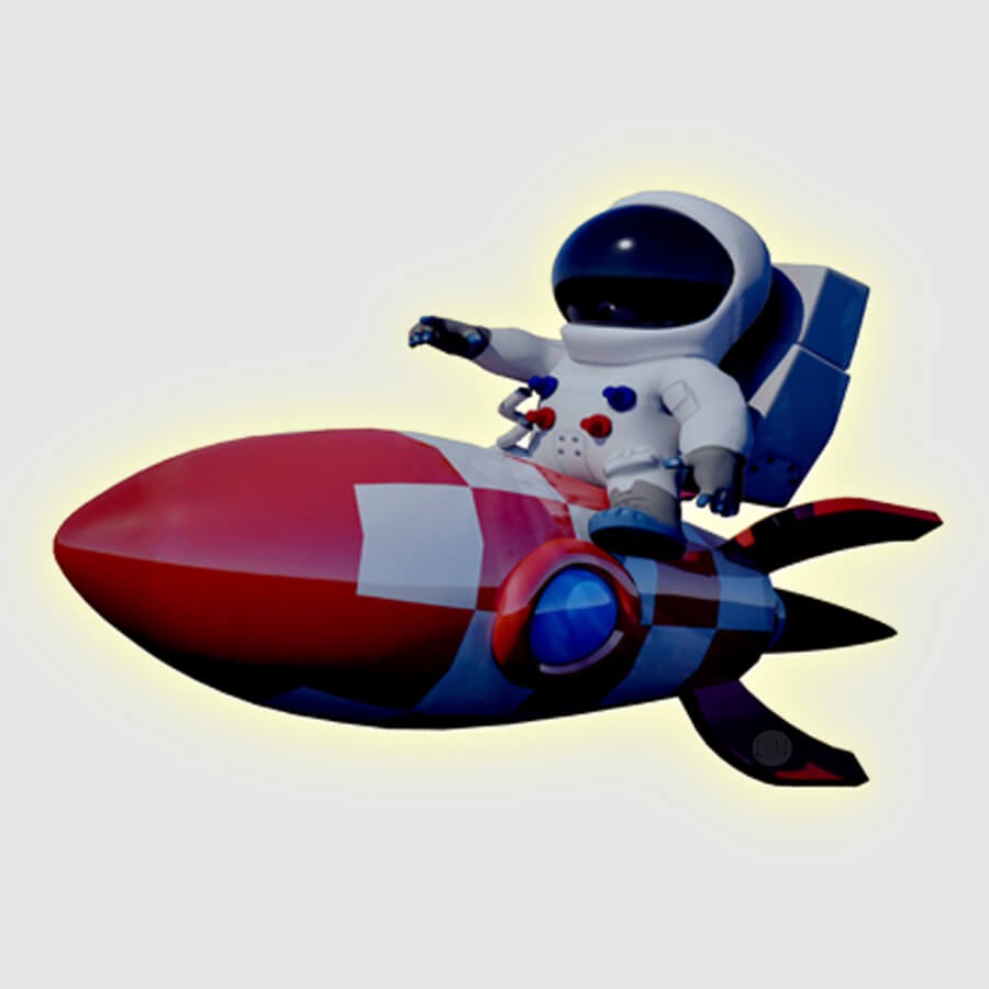 Astronaut Ride On Rocket Led Light Painting