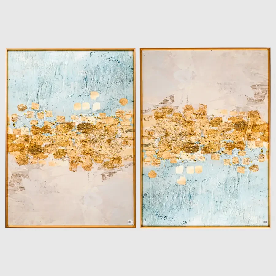 Blue And Gold Crystal Painting - Set of 2pc