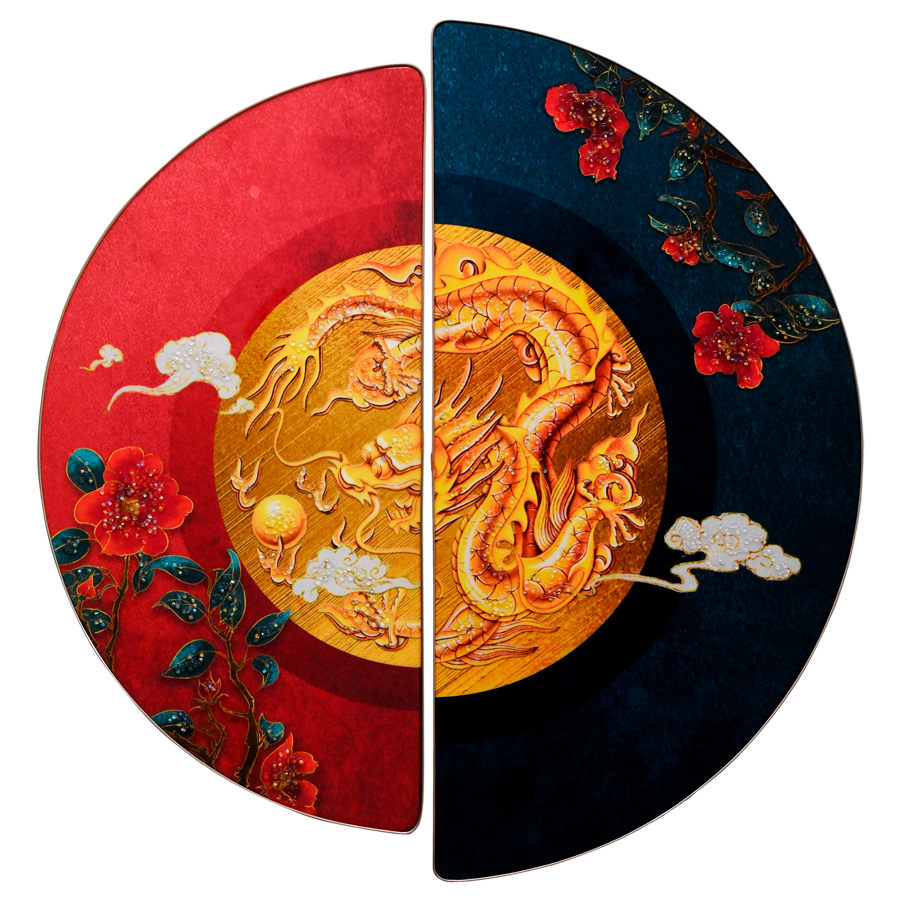 Lucky Dragon D Shape Crystal Painting