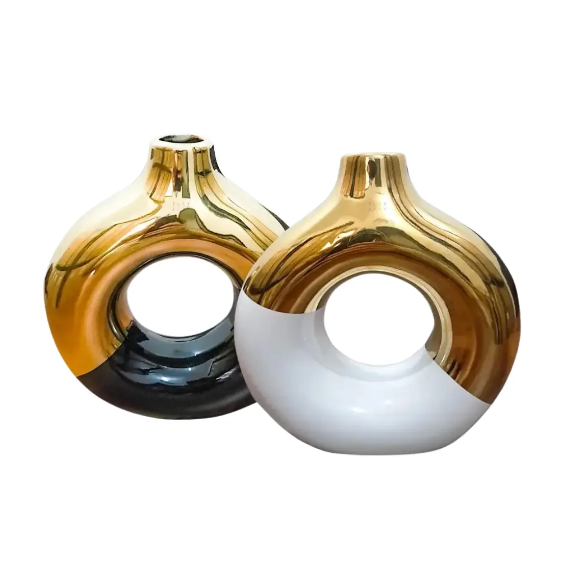 Magnificent Golden, White & Black Glossy Vases