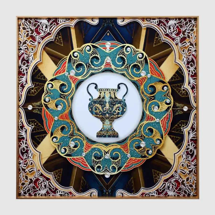 Antique Pot Crystal Wall Painting