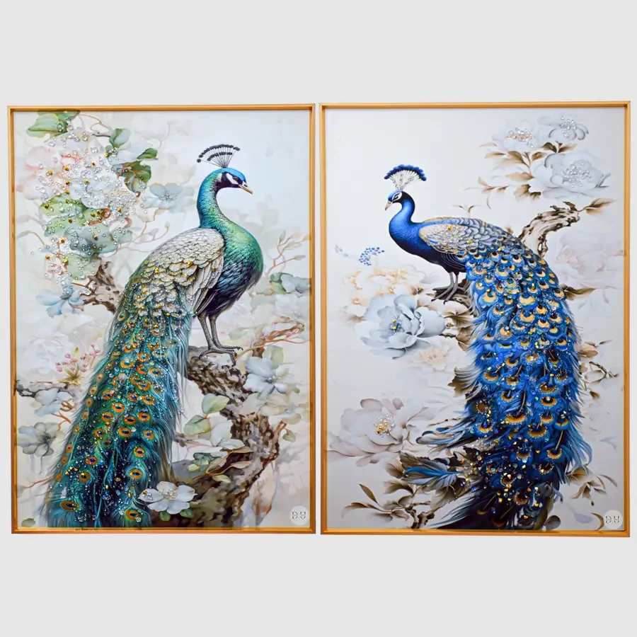 Crown Of Forest Peacock Crystal Painting - Set of 2pc